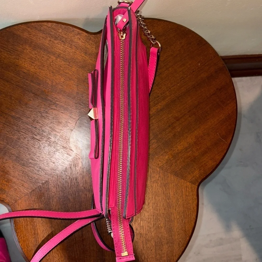 Kate Spade  bowfront Crossbody bag leather  bright pink  strap/Chain detail Exe